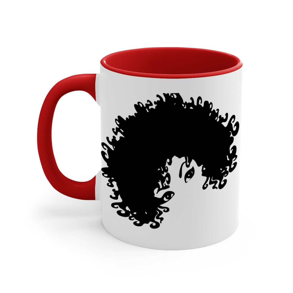 Black Women - Queen Mug featuring a glossy finish with a colored handle and interior, available in multiple colors and sizes.