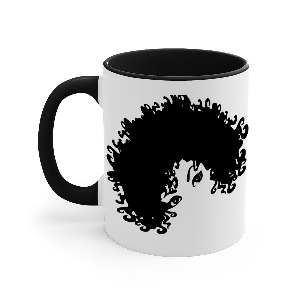 Black Women - Queen Mug featuring a glossy finish with a colored handle and interior, available in multiple colors and sizes.