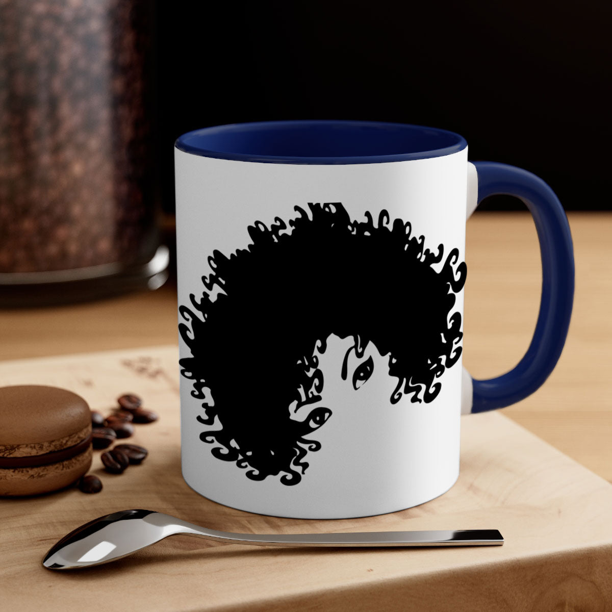 Black Women - Queen Mug featuring a glossy finish with a colored handle and interior, available in multiple colors and sizes.