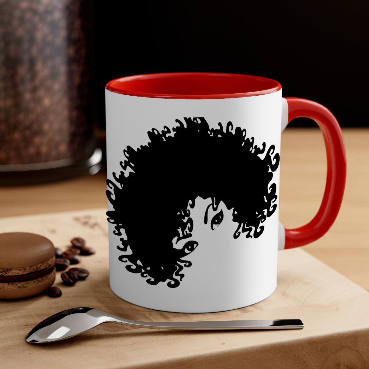 Black Women - Queen Mug featuring a glossy finish with a colored handle and interior, available in multiple colors and sizes.