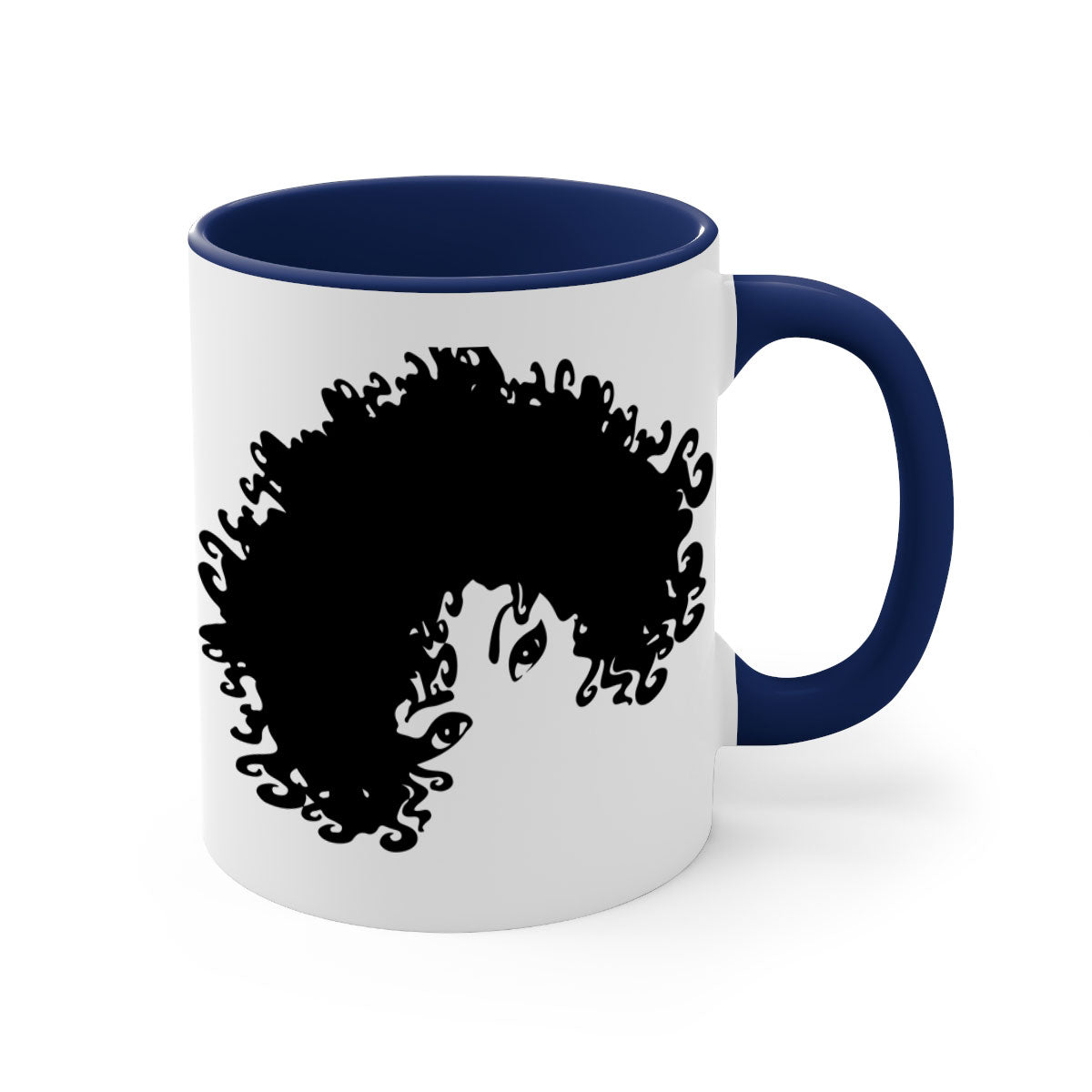 Black Women - Queen Mug featuring a glossy finish with a colored handle and interior, available in multiple colors and sizes.