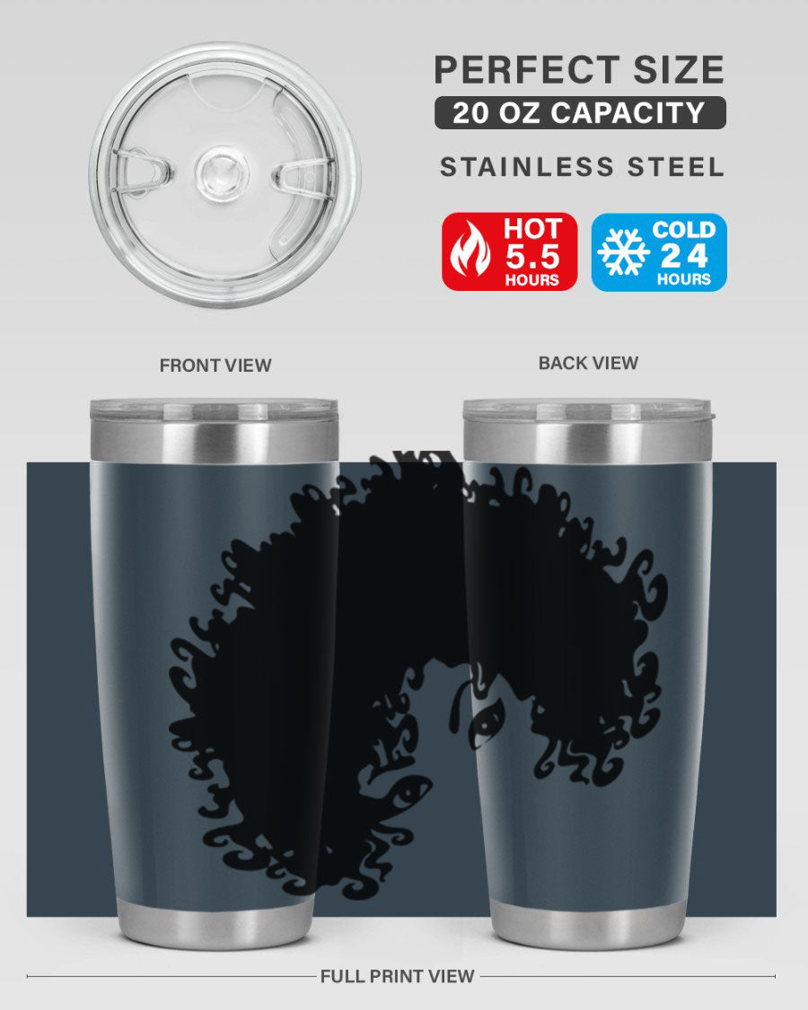 Black Women - Queen 50# Tumbler showcasing a stylish design with double wall vacuum stainless steel and vibrant print.