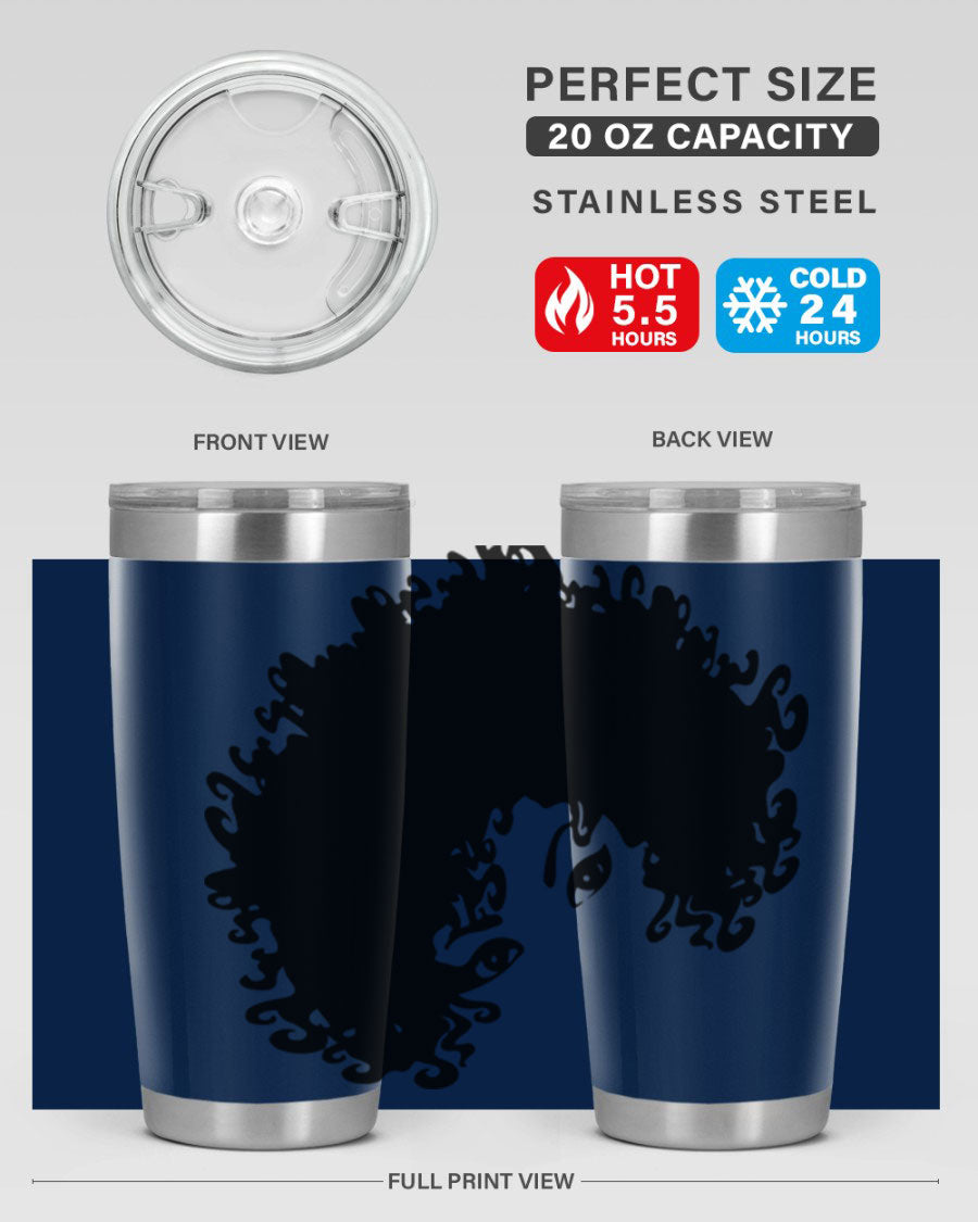 Black Women - Queen 50# Tumbler showcasing a stylish design with double wall vacuum stainless steel and vibrant print.