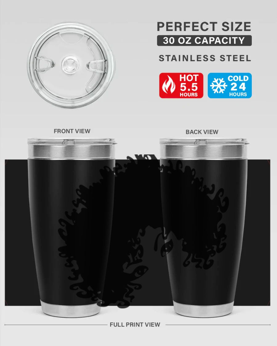 Black Women - Queen 50# Tumbler showcasing a stylish design with double wall vacuum stainless steel and vibrant print.