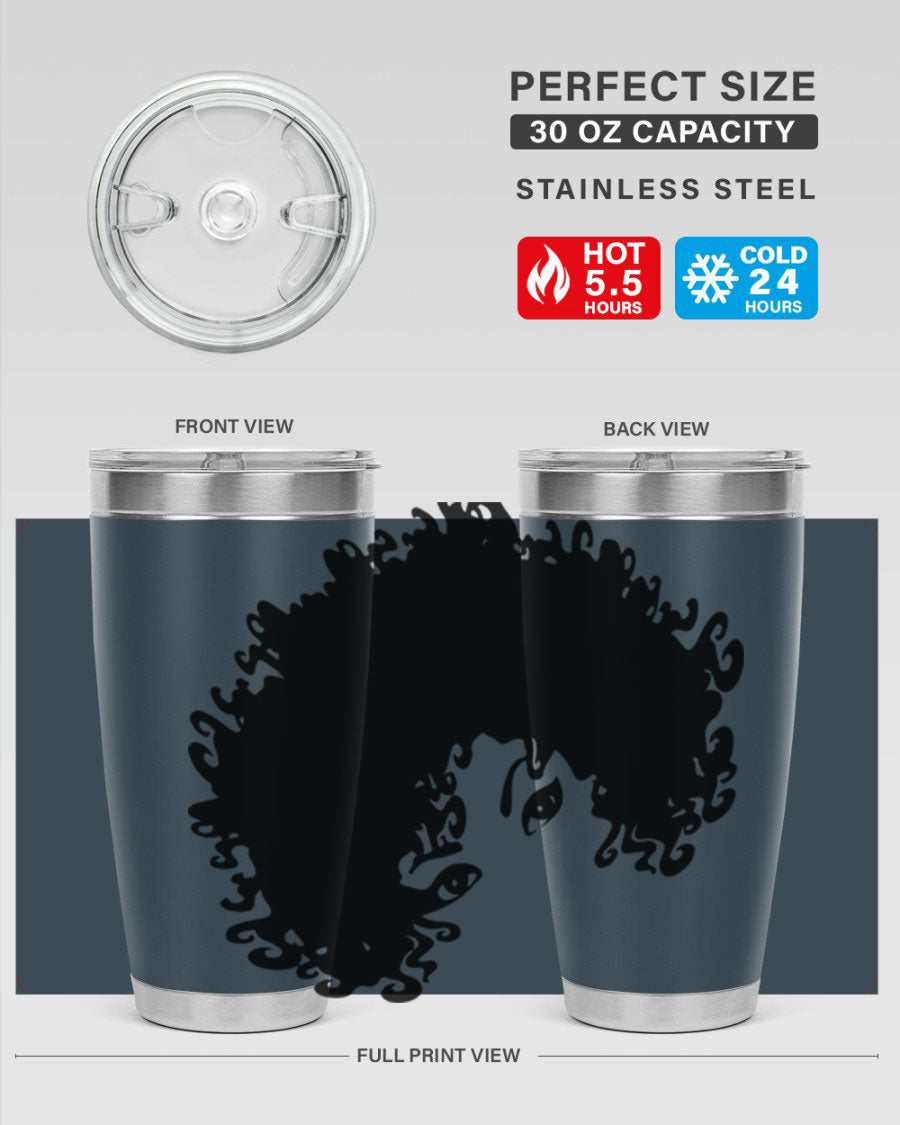 Black Women - Queen 50# Tumbler showcasing a stylish design with double wall vacuum stainless steel and vibrant print.