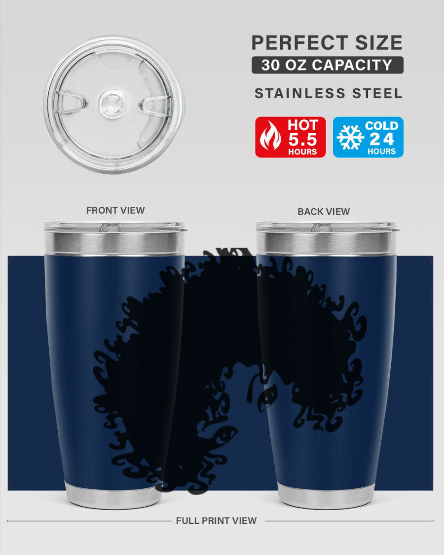 Black Women - Queen 50# Tumbler showcasing a stylish design with double wall vacuum stainless steel and vibrant print.