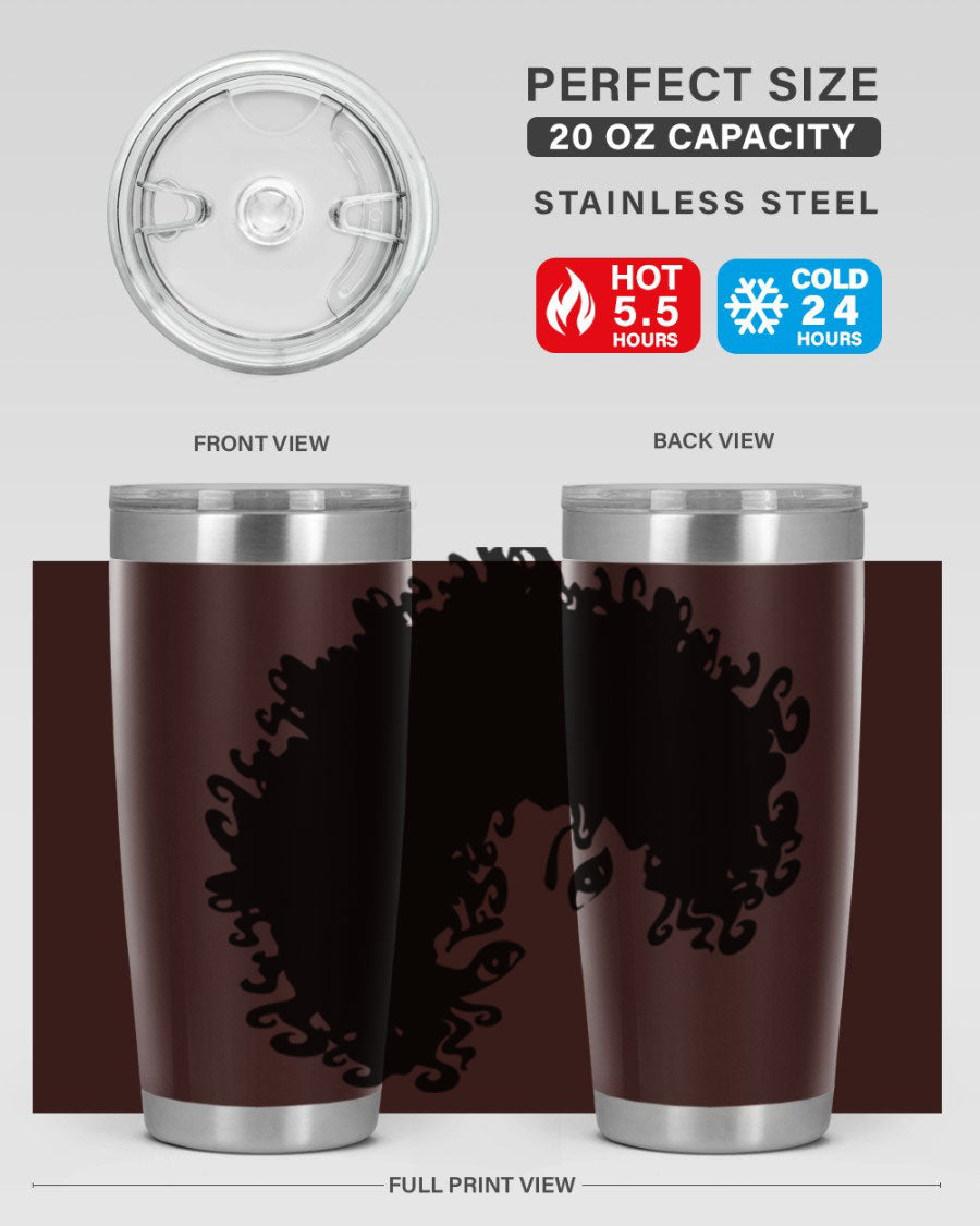 Black Women - Queen 50# Tumbler showcasing a stylish design with double wall vacuum stainless steel and vibrant print.