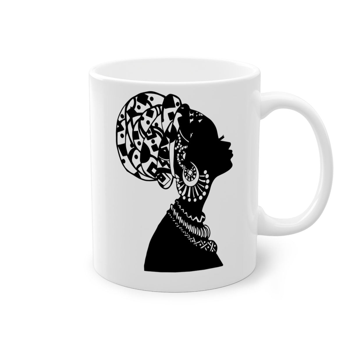 Black Women - Queen Mug featuring a glossy finish, colored handle, and interior, available in multiple colors.