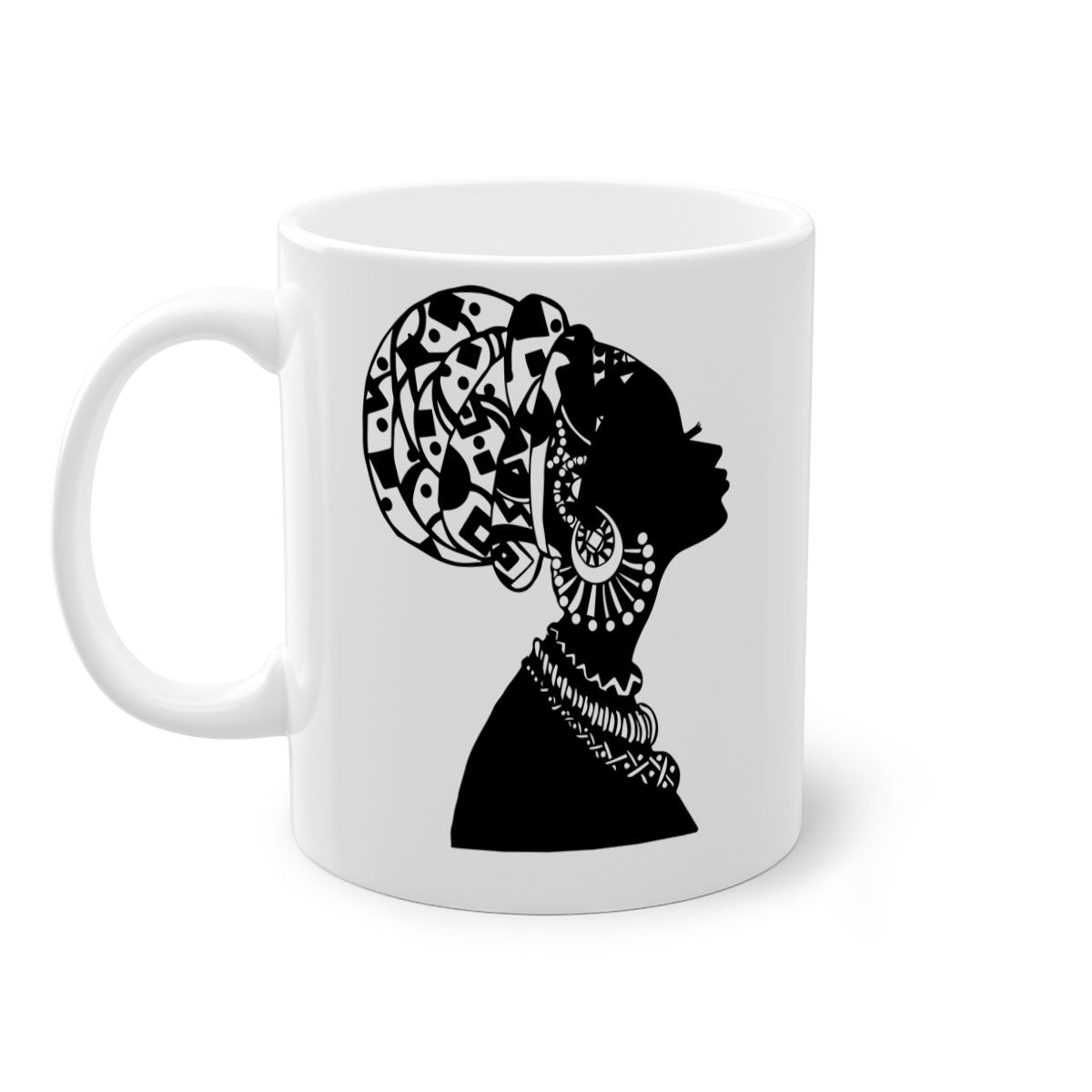 Black Women - Queen Mug featuring a glossy finish, colored handle, and interior, available in multiple colors.