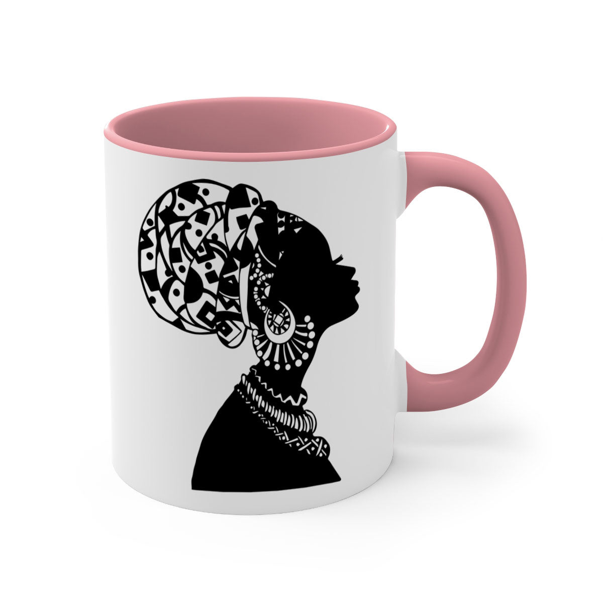 Black Women - Queen Mug featuring a glossy finish, colored handle, and interior, available in multiple colors.