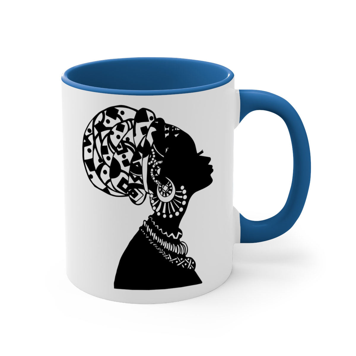 Black Women - Queen Mug featuring a glossy finish, colored handle, and interior, available in multiple colors.