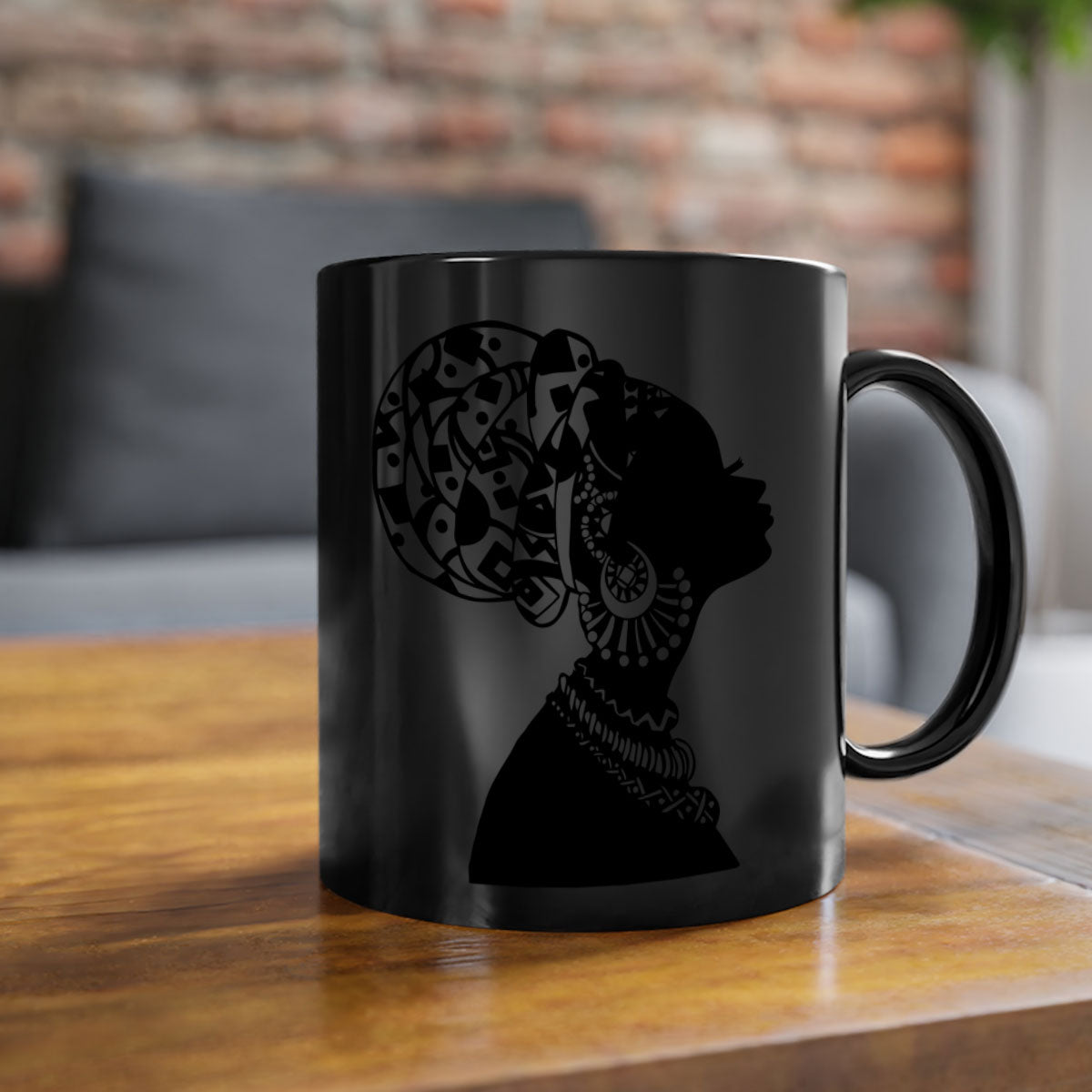 Black Women - Queen Mug featuring a glossy finish, colored handle, and interior, available in multiple colors.