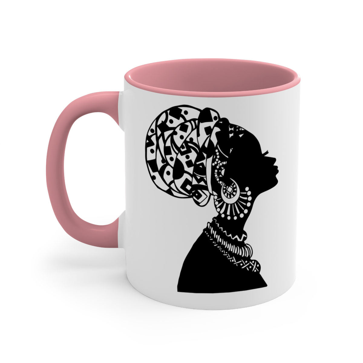 Black Women - Queen Mug featuring a glossy finish, colored handle, and interior, available in multiple colors.