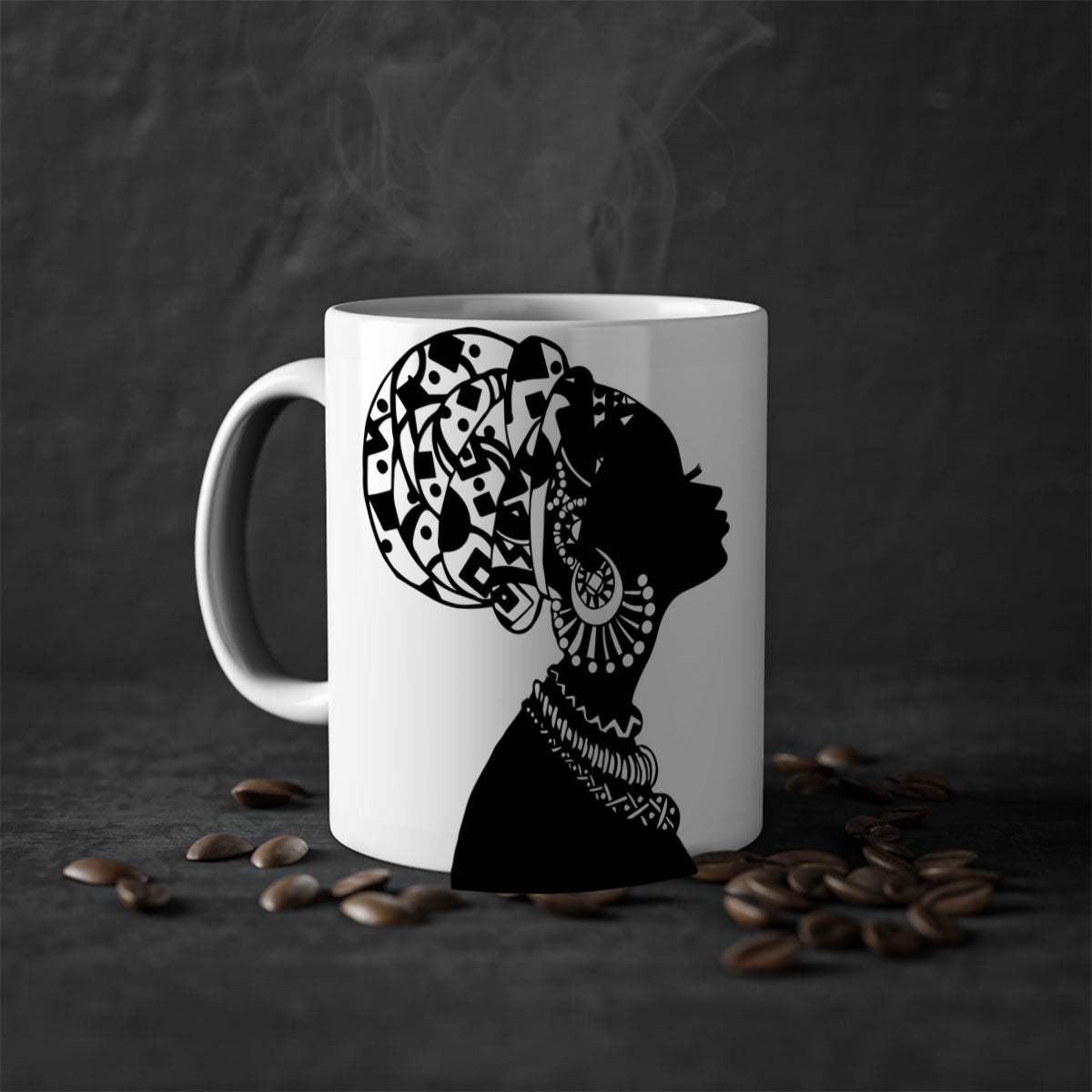 Black Women - Queen Mug featuring a glossy finish, colored handle, and interior, available in multiple colors.