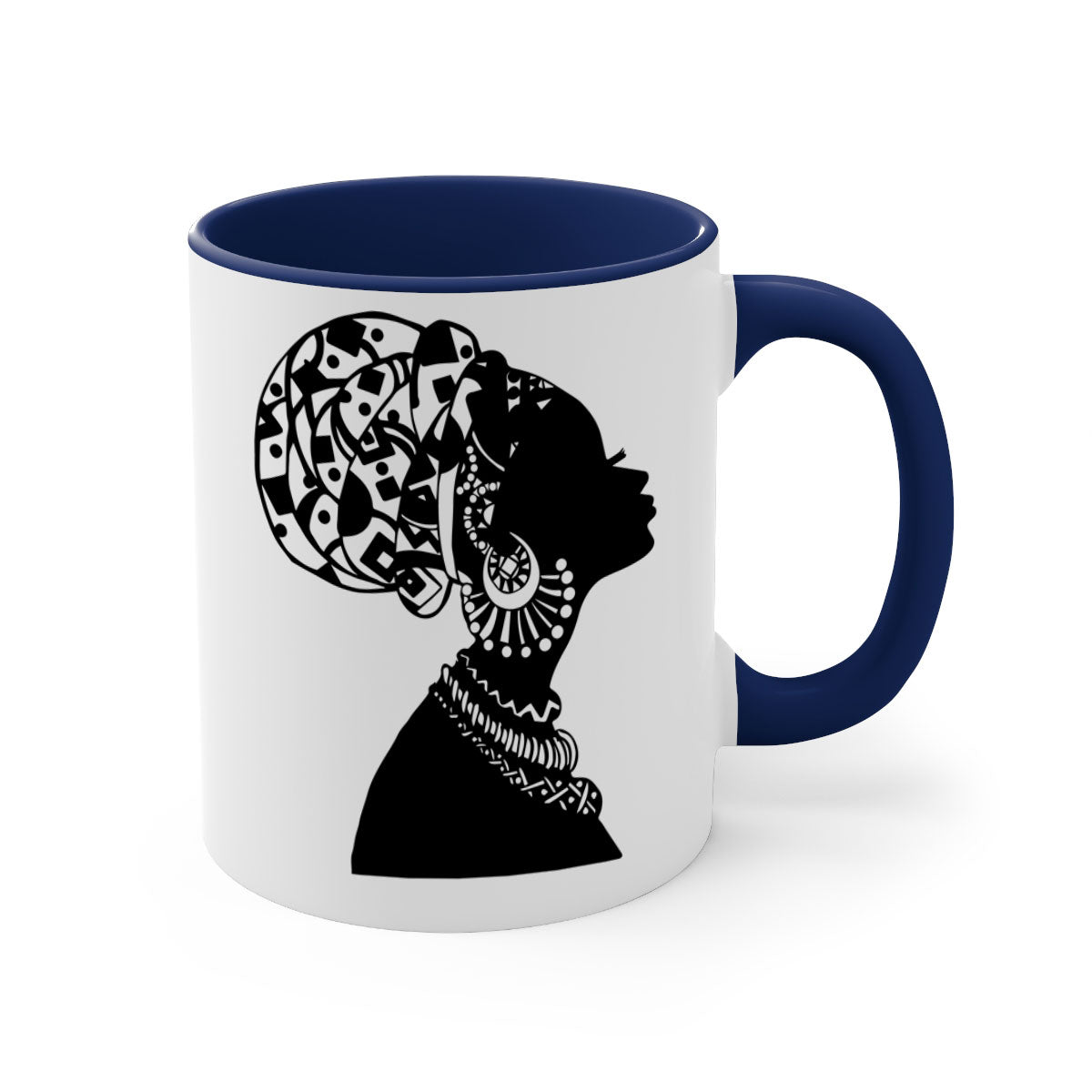 Black Women - Queen Mug featuring a glossy finish, colored handle, and interior, available in multiple colors.