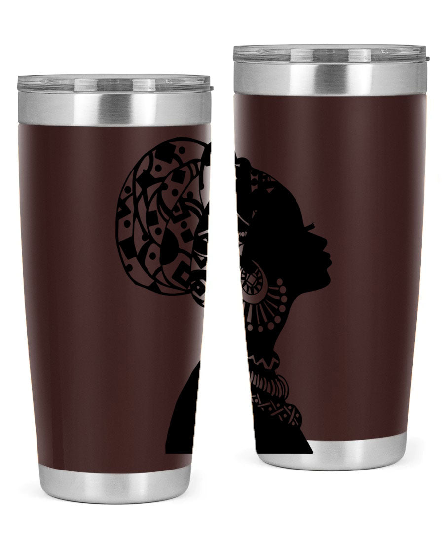 Black Women - Queen 52# Tumbler showcasing double wall vacuum stainless steel design with copper lining, perfect for hot and cold beverages.