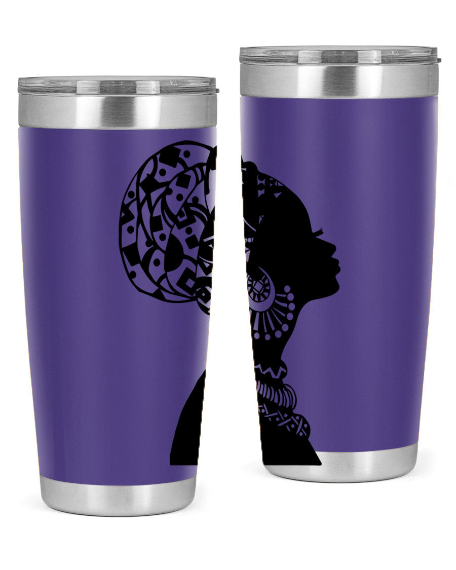 Black Women - Queen 52# Tumbler showcasing double wall vacuum stainless steel design with copper lining, perfect for hot and cold beverages.