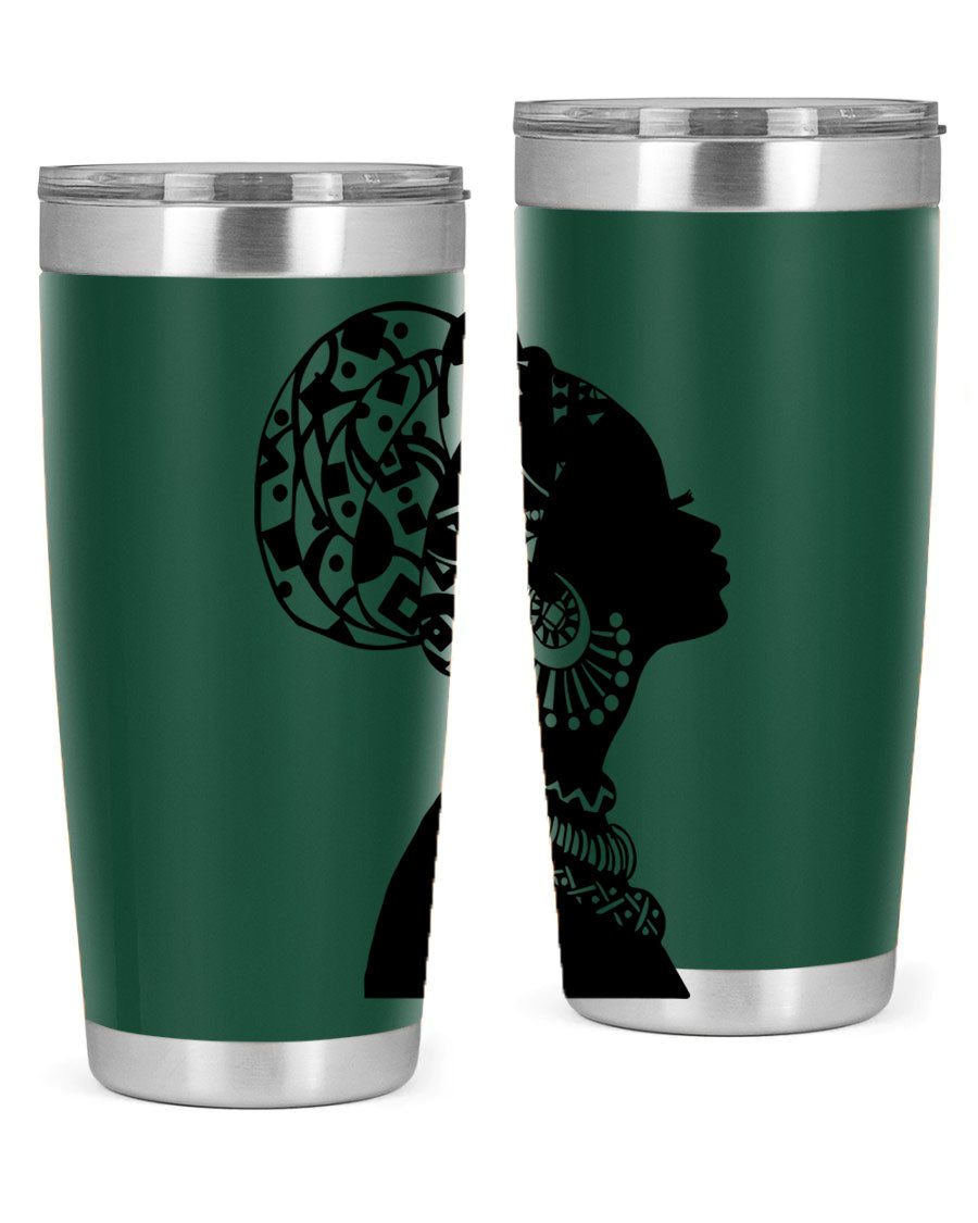 Black Women - Queen 52# Tumbler showcasing double wall vacuum stainless steel design with copper lining, perfect for hot and cold beverages.