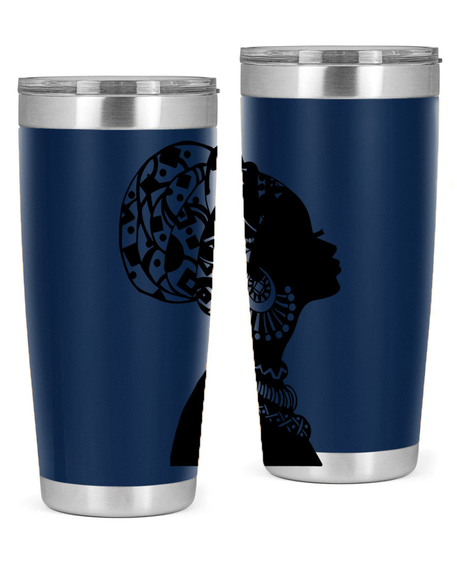 Black Women - Queen 52# Tumbler showcasing double wall vacuum stainless steel design with copper lining, perfect for hot and cold beverages.