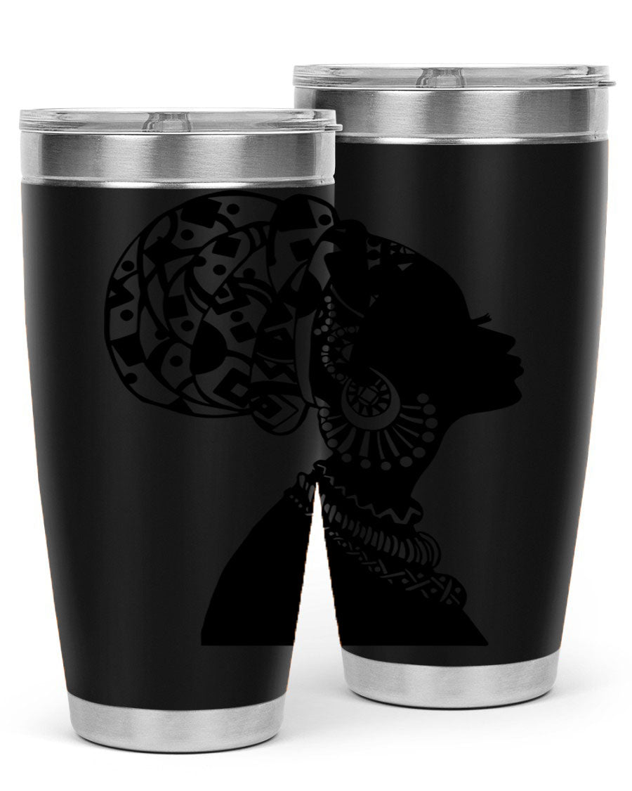 Black Women - Queen 52# Tumbler showcasing double wall vacuum stainless steel design with copper lining, perfect for hot and cold beverages.