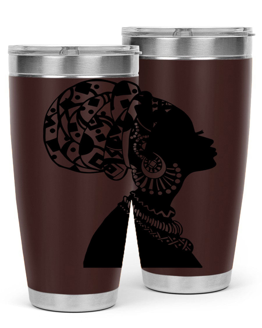 Black Women - Queen 52# Tumbler showcasing double wall vacuum stainless steel design with copper lining, perfect for hot and cold beverages.