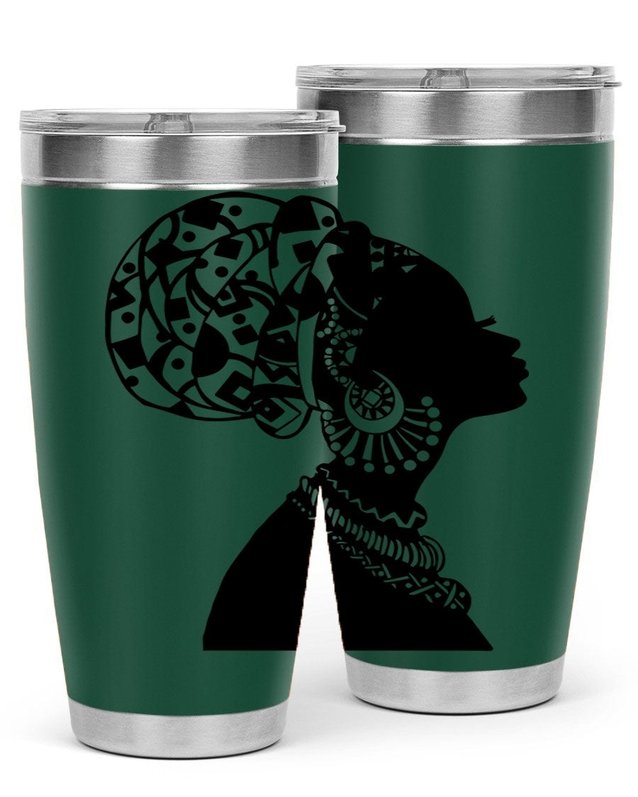 Black Women - Queen 52# Tumbler showcasing double wall vacuum stainless steel design with copper lining, perfect for hot and cold beverages.