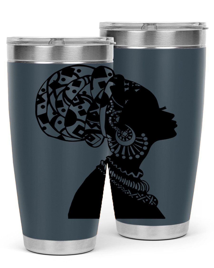 Black Women - Queen 52# Tumbler showcasing double wall vacuum stainless steel design with copper lining, perfect for hot and cold beverages.