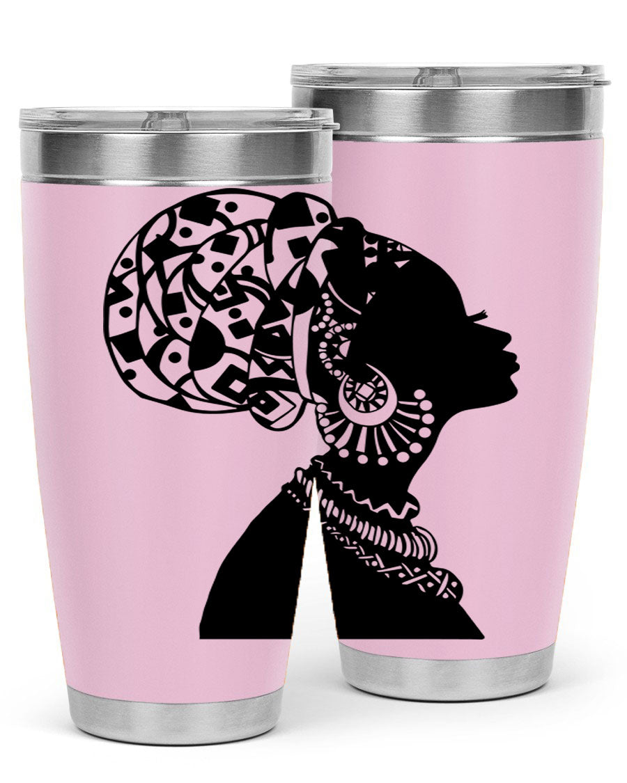 Black Women - Queen 52# Tumbler showcasing double wall vacuum stainless steel design with copper lining, perfect for hot and cold beverages.