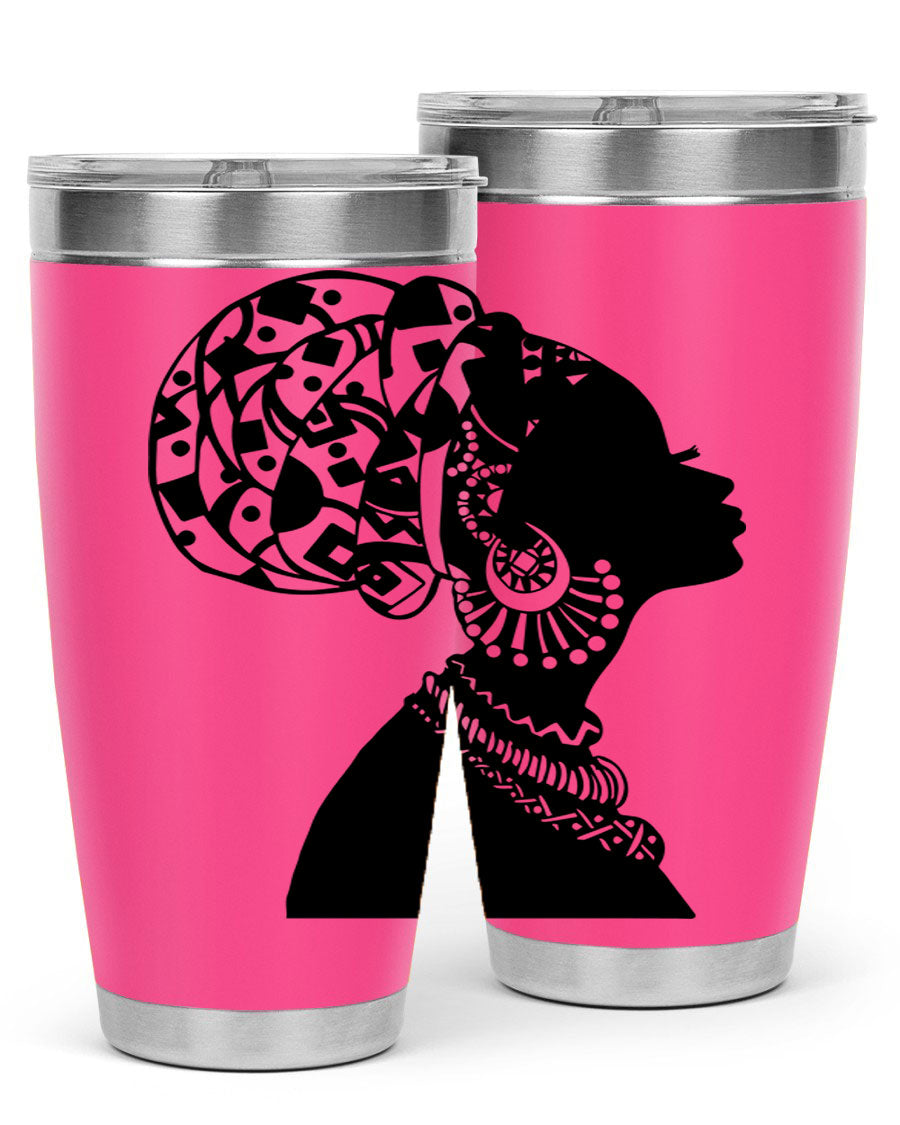 Black Women - Queen 52# Tumbler showcasing double wall vacuum stainless steel design with copper lining, perfect for hot and cold beverages.