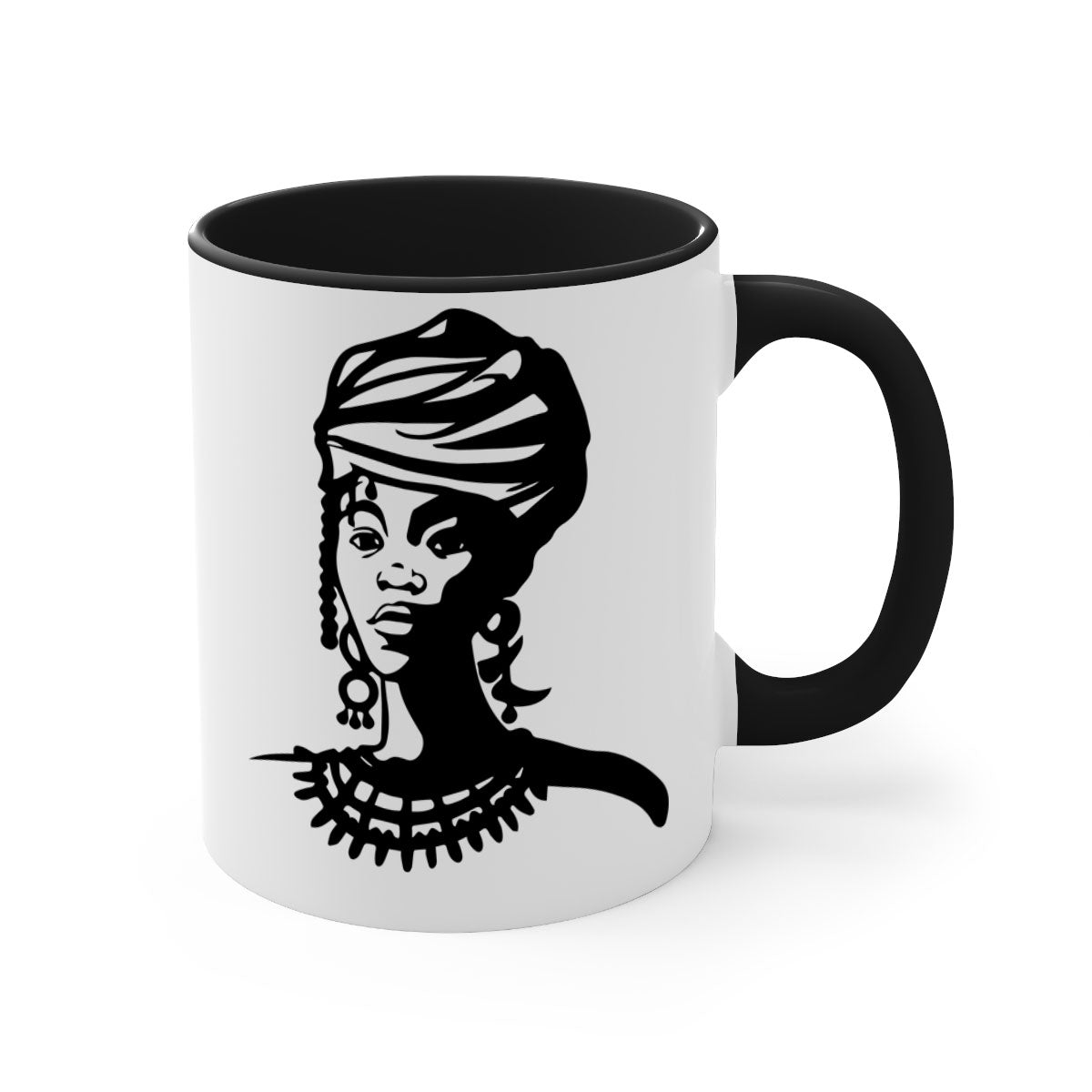 Black Women - Queen 53# Mug with colorful handle and glossy finish, perfect for coffee or tea.