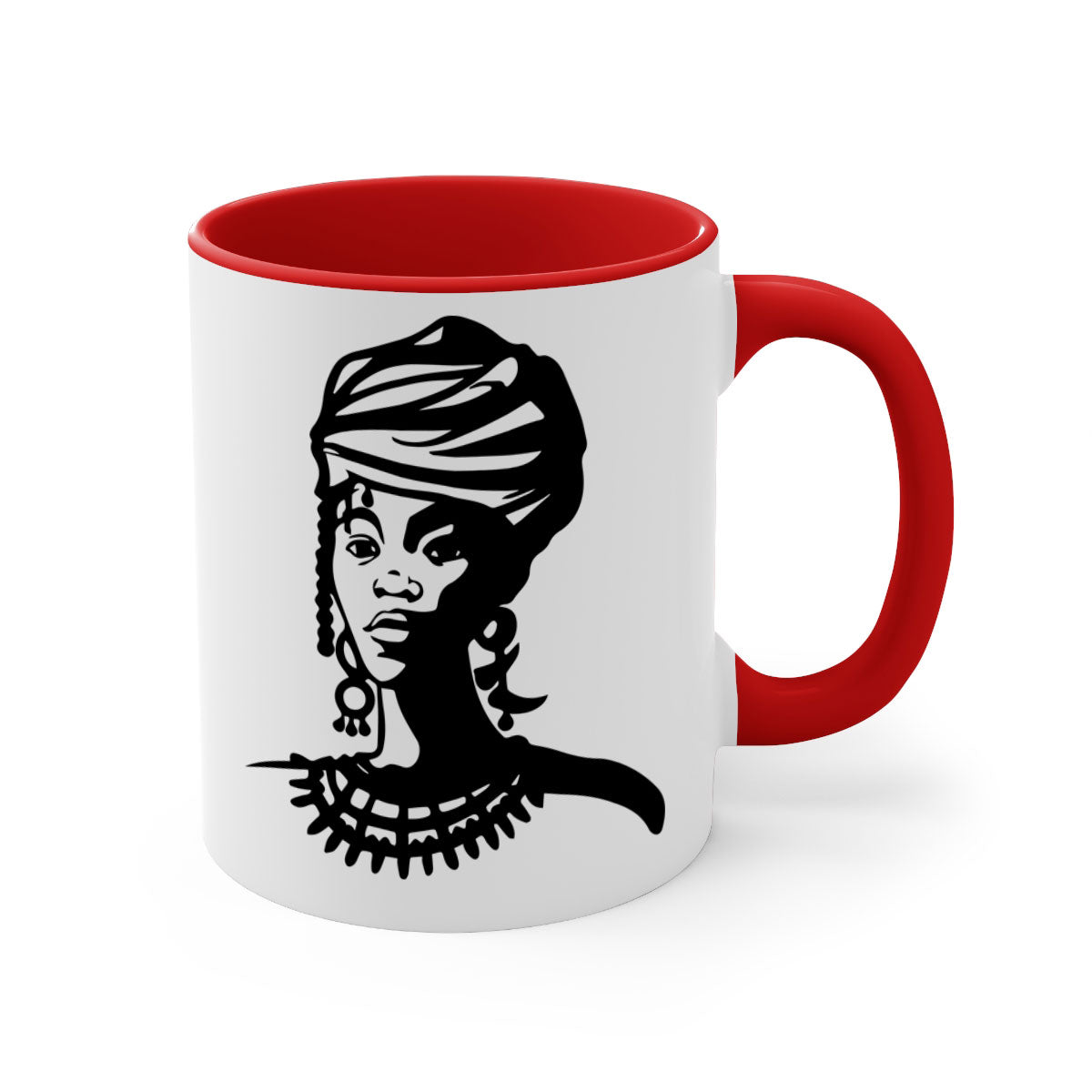 Black Women - Queen 53# Mug with colorful handle and glossy finish, perfect for coffee or tea.