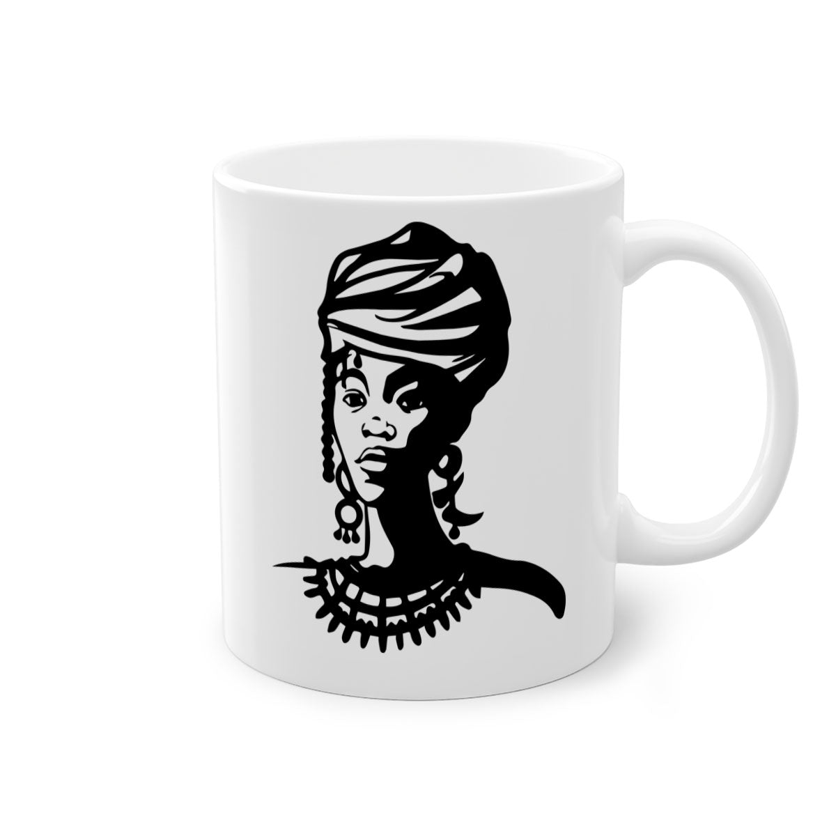 Black Women - Queen 53# Mug with colorful handle and glossy finish, perfect for coffee or tea.