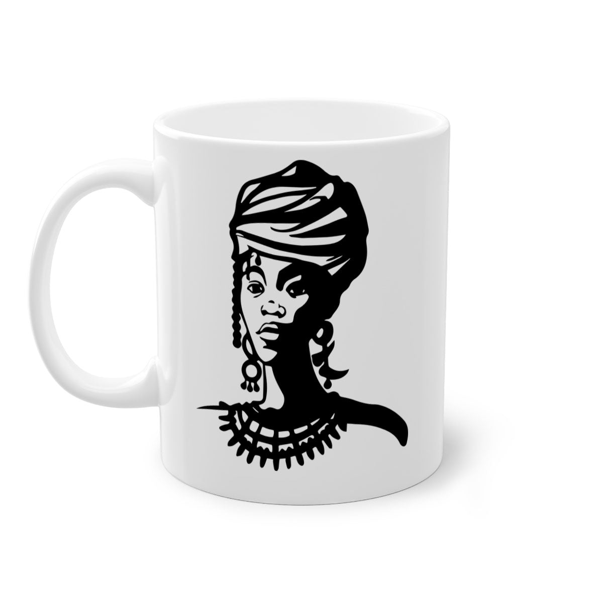 Black Women - Queen 53# Mug with colorful handle and glossy finish, perfect for coffee or tea.