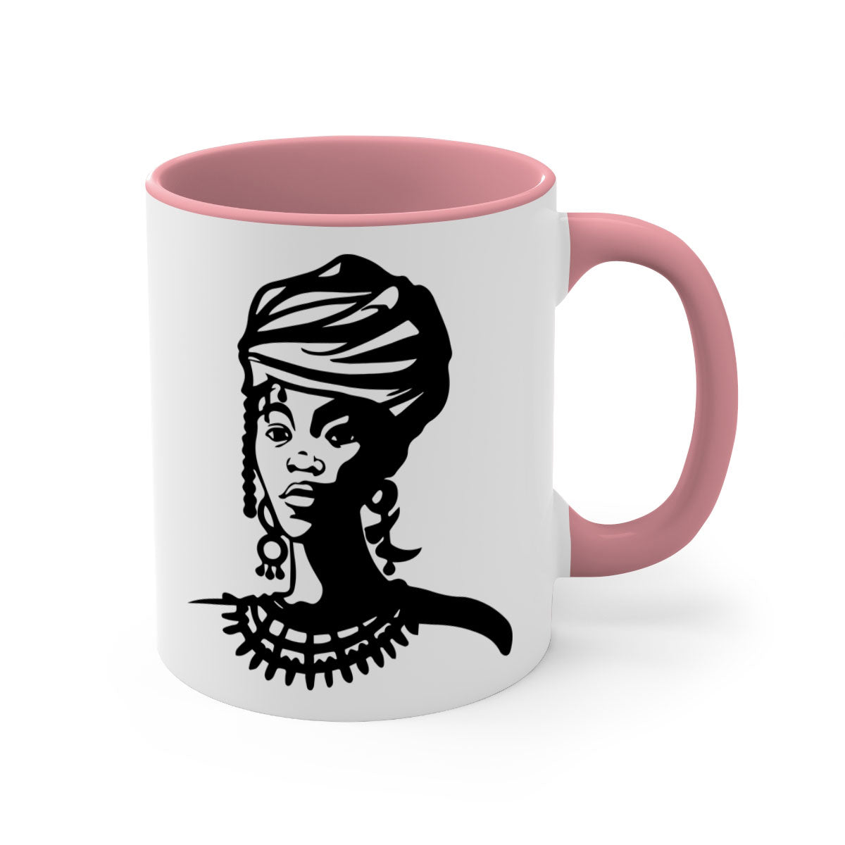 Black Women - Queen 53# Mug with colorful handle and glossy finish, perfect for coffee or tea.