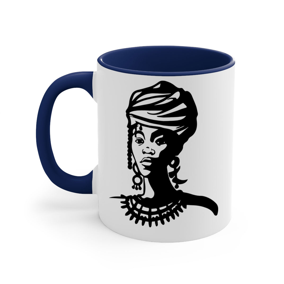 Black Women - Queen 53# Mug with colorful handle and glossy finish, perfect for coffee or tea.