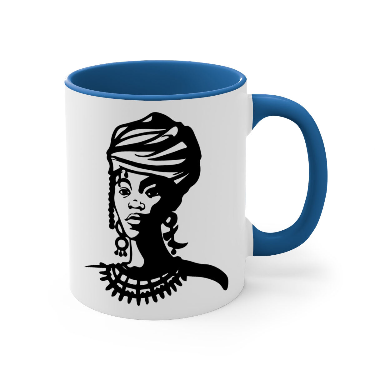 Black Women - Queen 53# Mug with colorful handle and glossy finish, perfect for coffee or tea.