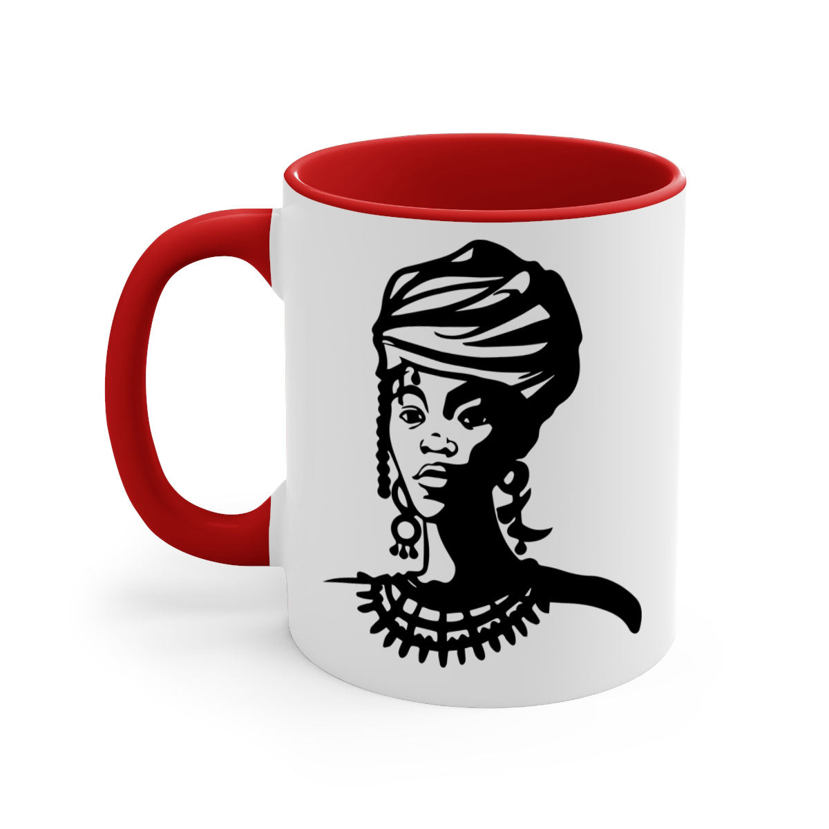 Black Women - Queen 53# Mug with colorful handle and glossy finish, perfect for coffee or tea.