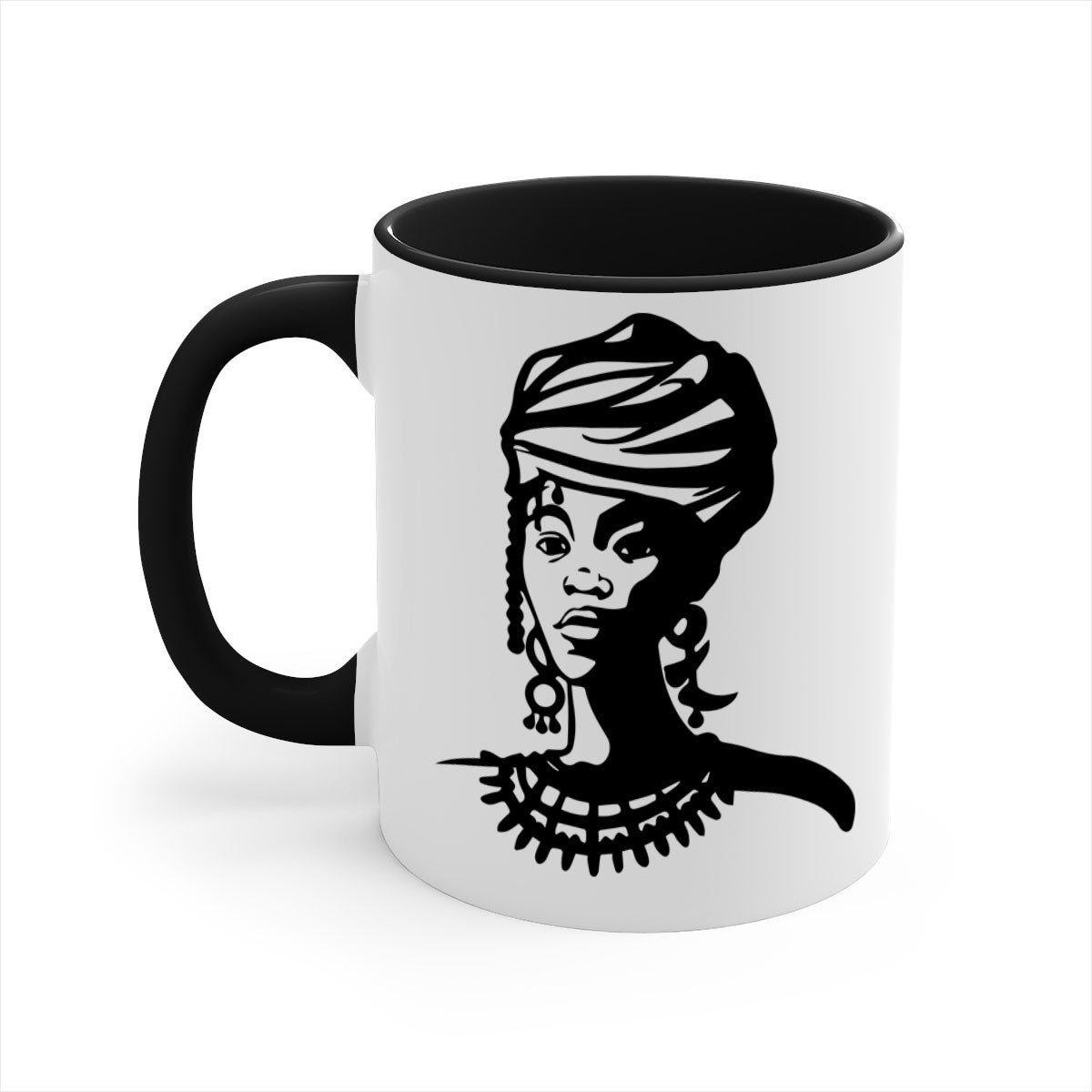 Black Women - Queen 53# Mug with colorful handle and glossy finish, perfect for coffee or tea.