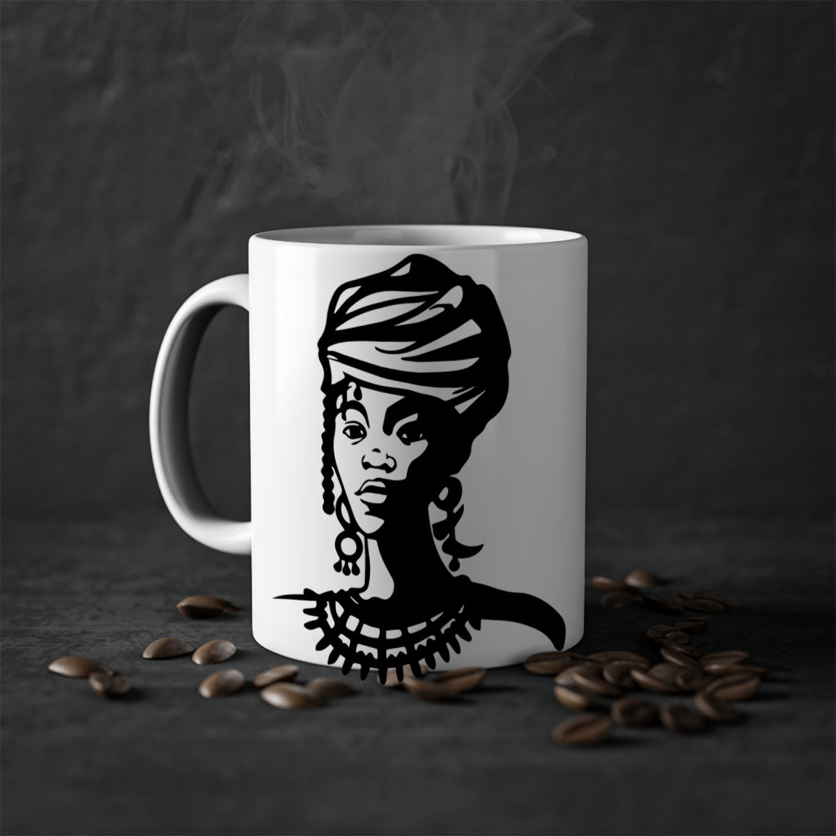 Black Women - Queen 53# Mug with colorful handle and glossy finish, perfect for coffee or tea.