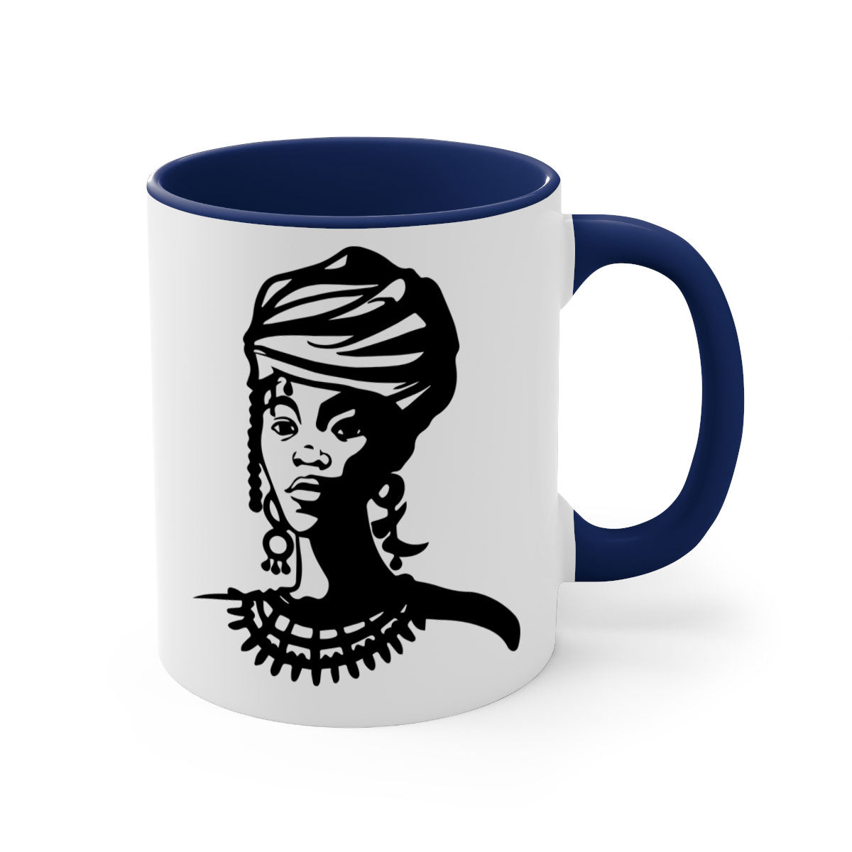 Black Women - Queen 53# Mug with colorful handle and glossy finish, perfect for coffee or tea.