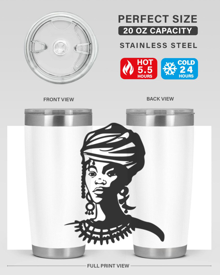 Black women - queen 53# tumbler featuring double wall vacuum stainless steel design, perfect for hot and cold beverages.