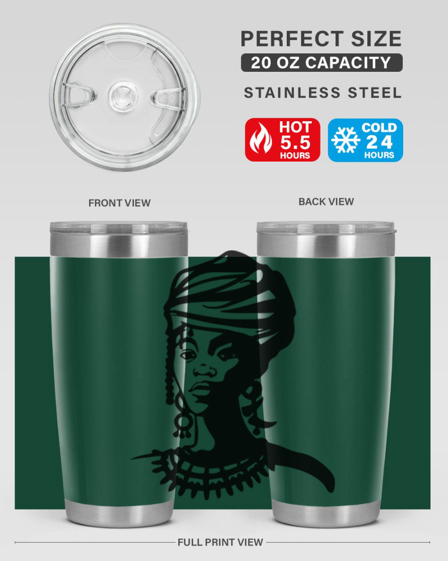 Black women - queen 53# tumbler featuring double wall vacuum stainless steel design, perfect for hot and cold beverages.