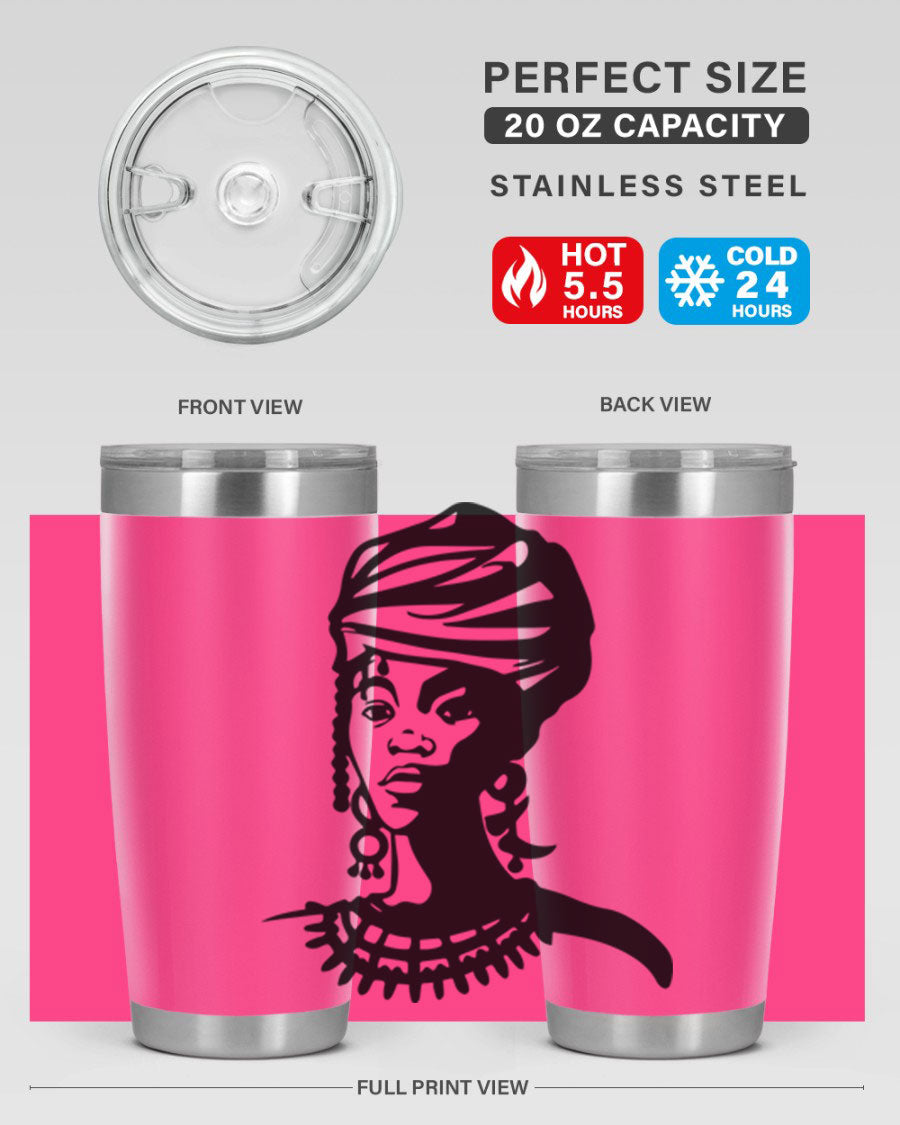 Black women - queen 53# tumbler featuring double wall vacuum stainless steel design, perfect for hot and cold beverages.