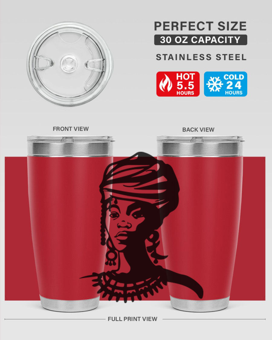 Black women - queen 53# tumbler featuring double wall vacuum stainless steel design, perfect for hot and cold beverages.