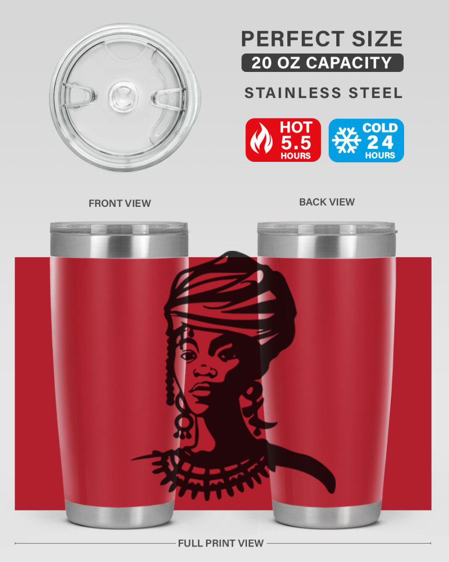 Black women - queen 53# tumbler featuring double wall vacuum stainless steel design, perfect for hot and cold beverages.