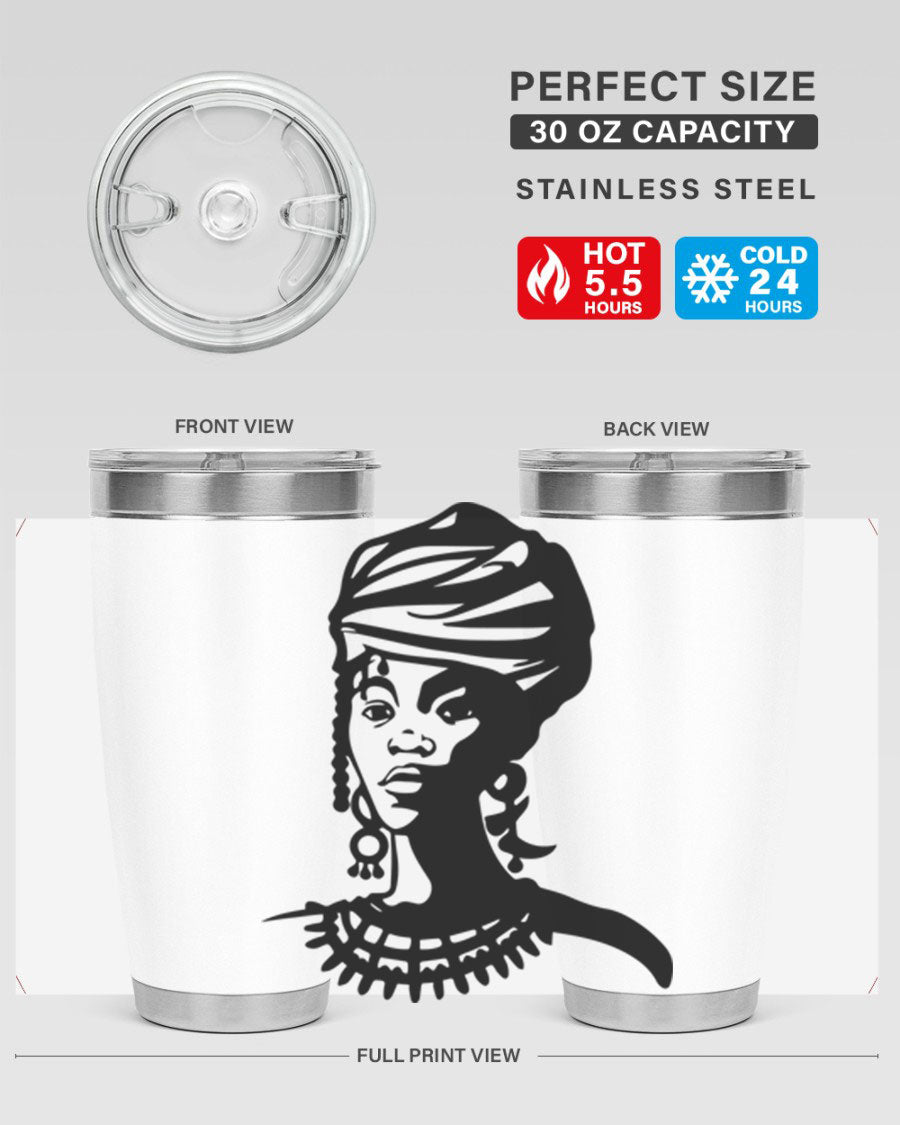 Black women - queen 53# tumbler featuring double wall vacuum stainless steel design, perfect for hot and cold beverages.