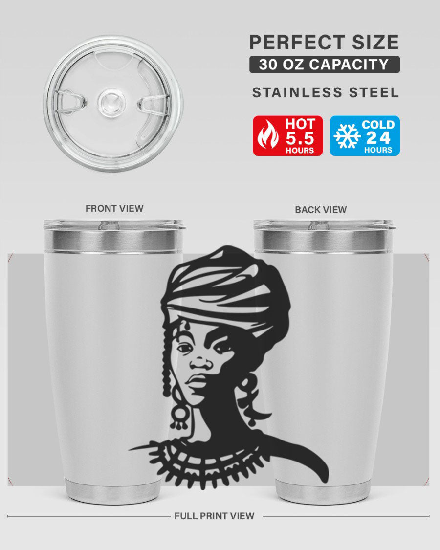 Black women - queen 53# tumbler featuring double wall vacuum stainless steel design, perfect for hot and cold beverages.