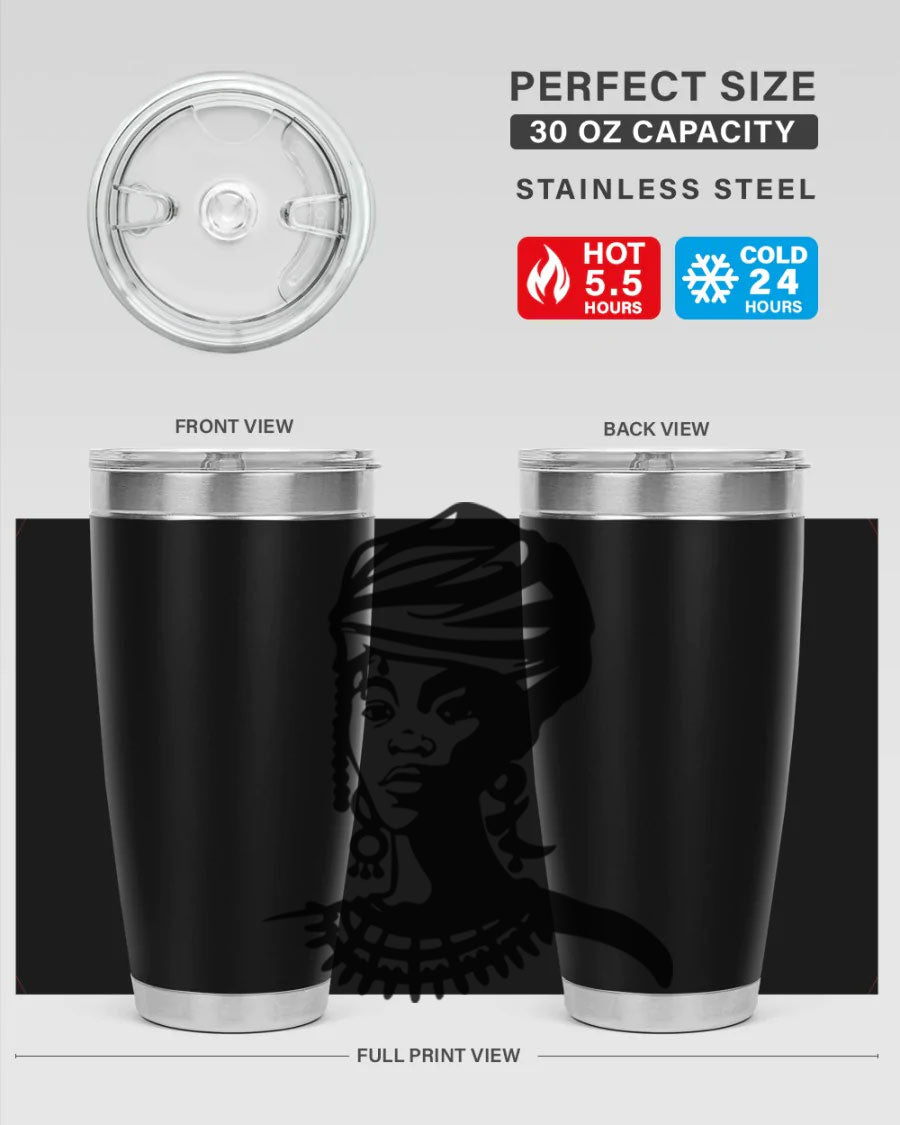 Black women - queen 53# tumbler featuring double wall vacuum stainless steel design, perfect for hot and cold beverages.