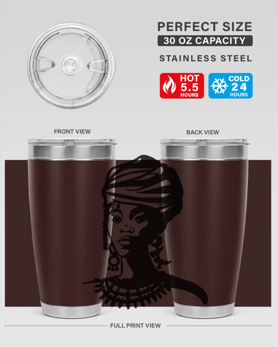 Black women - queen 53# tumbler featuring double wall vacuum stainless steel design, perfect for hot and cold beverages.