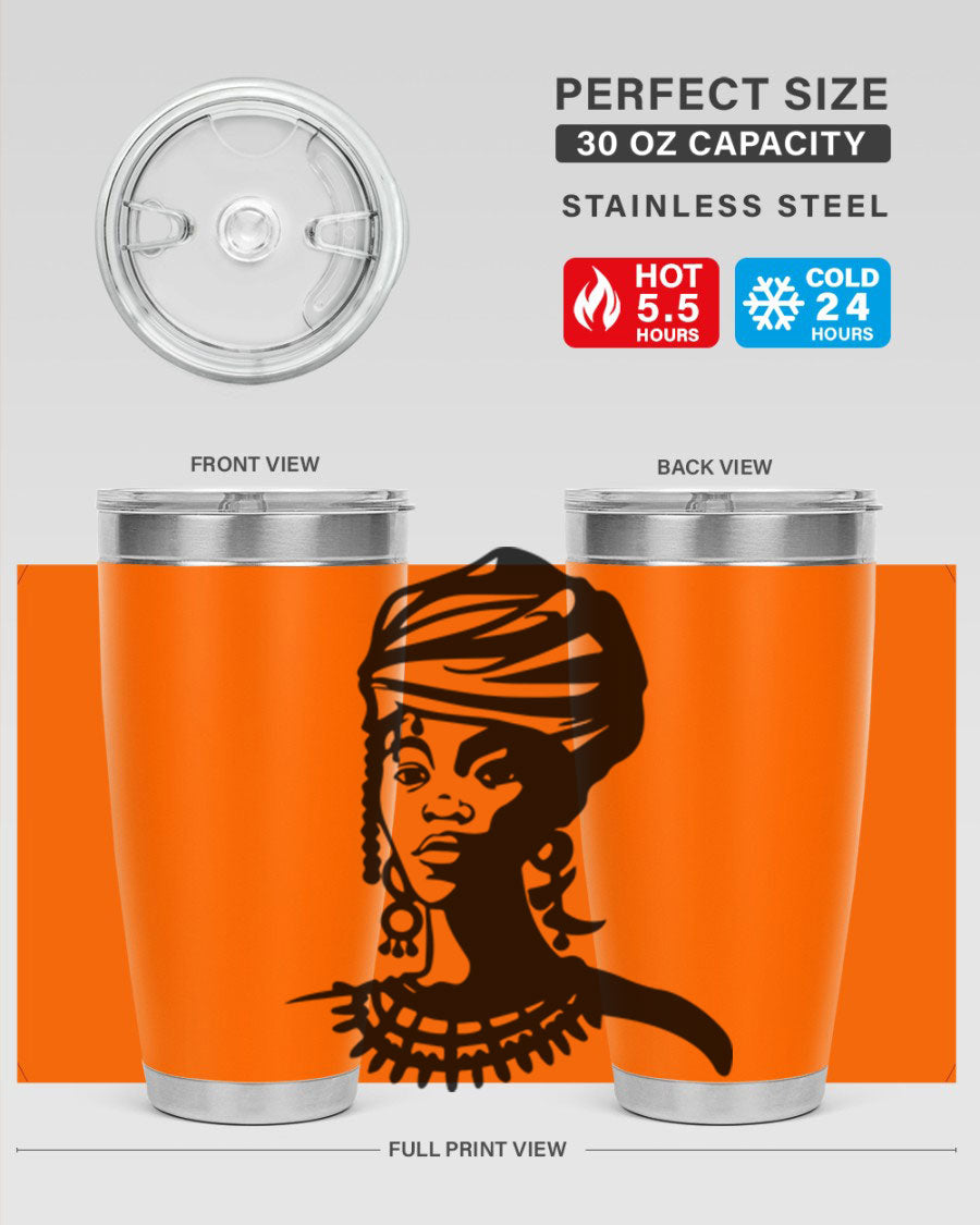 Black women - queen 53# tumbler featuring double wall vacuum stainless steel design, perfect for hot and cold beverages.